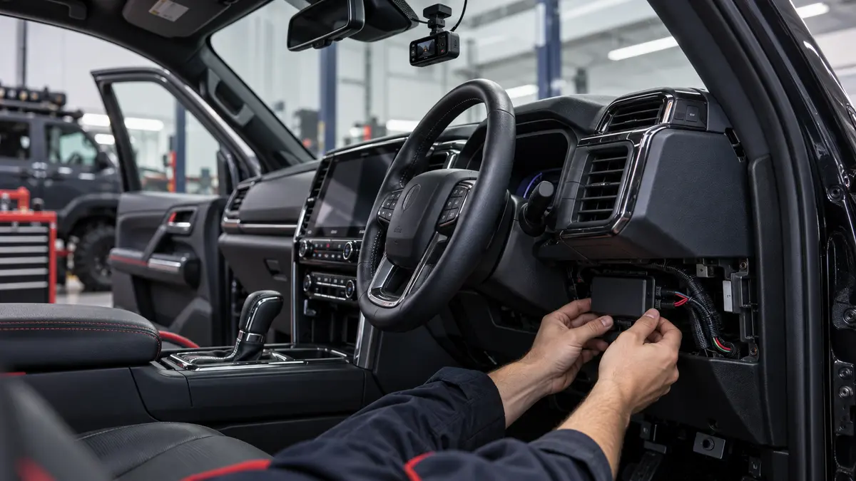 Vehicle security module and dash cam installation
